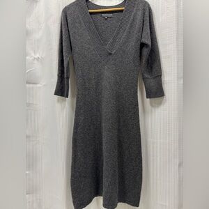 Chic Charcoal V-Neck cashmere Sweater Dress - size small
